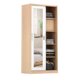 PIRA - ASHTON A 90A MWDSL LEMARI PAKAIAN BESI SLIDING / GESER MOTIF KAYU warna LIGHT ASH - WHITE - PIRA - foto 9