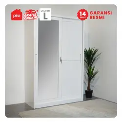 PIRA - SCHON 120A MWDSL LEMARI PAKAIAN BESI SLIDING / PINTU GESER warna WHITE - METROPOLIS - foto 2