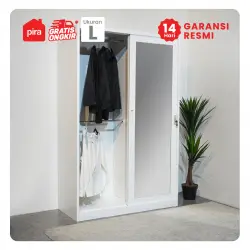 PIRA - SCHON 120A MWDSL LEMARI PAKAIAN BESI SLIDING / PINTU GESER warna WHITE - METROPOLIS - foto 3