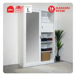PIRA - SCHON 120A MWDSL LEMARI PAKAIAN BESI SLIDING / PINTU GESER warna WHITE - METROPOLIS - foto 4