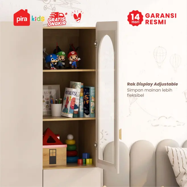 PIRA KIDS - TIANA BL150 LEMARI PAKAIAN ANAK 3 PINTU / LEMARI BAJU ANAK warna EURO OAK - LIGHT TAUPE - PIRA KIDS - foto 5