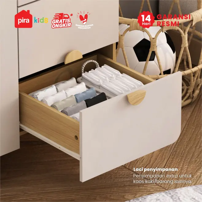 PIRA KIDS - TIANA BL150 LEMARI PAKAIAN ANAK 3 PINTU / LEMARI BAJU ANAK warna EURO OAK - LIGHT TAUPE - PIRA KIDS - foto 6