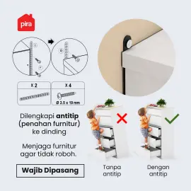 PIRA - LINUS CH4 LEMARI LACI warna WHITE SM - PRO OAK - LINES - PIRA - foto 6