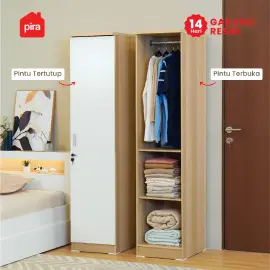 PIRA METROPOLIS OX - ARUNA 1P LEMARI PAKAIAN 1 PINTU / LEMARI BAJU warna PRO OAK - WHITE - PIRA METROPOLIS OX - foto 5