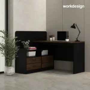 WORKDESIGN BURO DK120 MEJA KERJA / MEJA KANTOR / MEJA KERJA SUDUT warna BLACK OAK - WORKDESIGN - foto 3