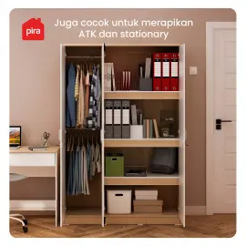 PIRA METROPOLIS - ARUNA 3PS LEMARI PAKAIAN MEDIUM 3 PINTU FULL RAK warna PRO OAK - WHITE - PIRA METROPOLIS OX - foto 5