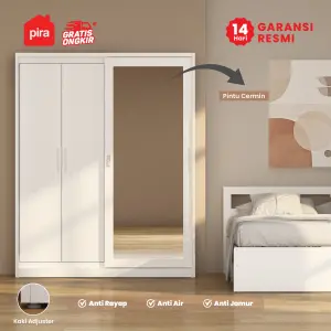 PIRA - LINIO 160 SSL MWDSL LEMARI PAKAIAN BESI SLIDING / PINTU GESER / LEMARI JUMBO warna WHITE - LIGHT GREY - PIRA - foto 2