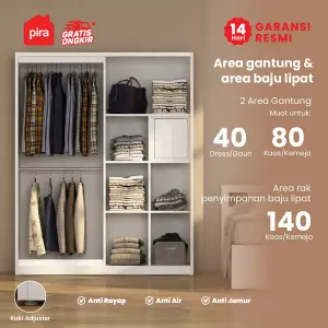 PIRA - LINIO 160 SSL MWDSL LEMARI PAKAIAN BESI SLIDING / PINTU GESER / LEMARI JUMBO warna WHITE - LIGHT GREY - PIRA - foto 6