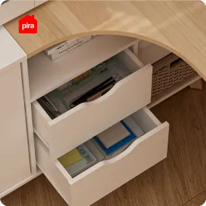 PIRA - ANDERS DK140 MEJA KERJA / MEJA BELAJAR / MEJA KANTOR / MEJA KERJA SUDUT warna WHITE SM - PRO OAK - PIRA - foto 4