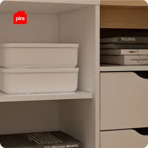 PIRA - ANDERS DK140 MEJA KERJA / MEJA BELAJAR / MEJA KANTOR / MEJA KERJA SUDUT warna WHITE SM - PRO OAK - PIRA - foto 5