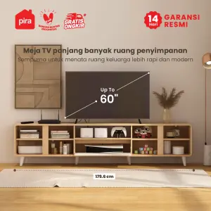 PIRA OX - SERSI TV180 MEJA TV / RAK TV / LEMARI TV warna PRO OAK - WHITE SM - PIRA - foto 3