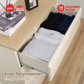 PIRA -  PARIS MCH4 LEMARI LACI / LACI BESI warna CREAM-SONOMA OAK - PIRA - foto 4