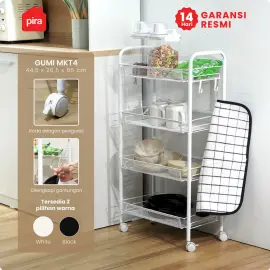 PIRA - GUMI MKT4 RAK TROLI / RAK SERBAGUNA / RAK BESI 3/ 4/ 5 SUSUN DENGAN RODA warna WHITE - PIRA - foto 1