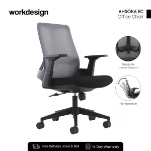 WORKDESIGN - AHSOKA EC PR KURSI KANTOR / KURSI KERJA ERGONOMIS DENGAN LUMBAR SUPPORT warna DARK GREY - BLACK - WORKDESIGN - foto 2
