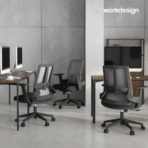 WORKDESIGN - AHSOKA EC PR KURSI KANTOR / KURSI KERJA ERGONOMIS DENGAN LUMBAR SUPPORT warna DARK GREY - BLACK - WORKDESIGN - foto 3