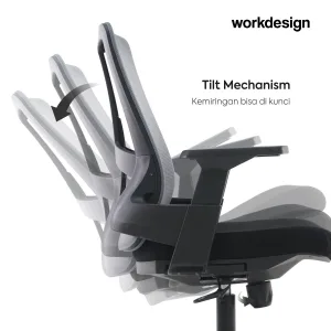 WORKDESIGN - AHSOKA EC PR KURSI KANTOR / KURSI KERJA ERGONOMIS DENGAN LUMBAR SUPPORT warna DARK GREY - BLACK - WORKDESIGN - foto 5