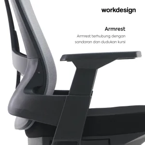 WORKDESIGN - AHSOKA EC PR KURSI KANTOR / KURSI KERJA ERGONOMIS DENGAN LUMBAR SUPPORT warna DARK GREY - BLACK - WORKDESIGN - foto 7