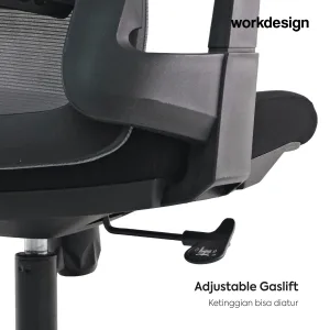 WORKDESIGN - AHSOKA EC PR KURSI KANTOR / KURSI KERJA ERGONOMIS DENGAN LUMBAR SUPPORT warna DARK GREY - BLACK - WORKDESIGN - foto 8