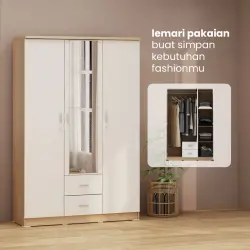 PIRA METROPOLIS OX -  ASTA 3PL LEMARI PAKAIAN 3 PINTU warna PRO OAK - WHITE - PIRA METROPOLIS OX - foto 1