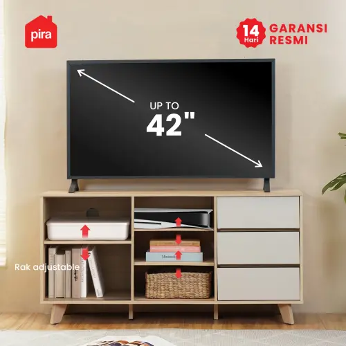 PIRA METROPOLIS - SENDAI TV121 MEJA TV / RAK TV / LEMARI TV / KABINET TV / BUFET TV warna PRO OAK - LIGHT TAUPE - PIRA METROPOLIS - foto 8