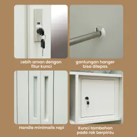 PIRA - SAXON 160 SSL MWD LEMARI PAKAIAN BESI SLIDING / PINTU GESER warna WHITE - PIRA - foto 3