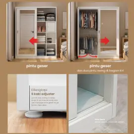 PIRA - SAXON 160 SSL MWD LEMARI PAKAIAN BESI SLIDING / PINTU GESER warna WHITE - PIRA - foto 7