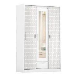 PIRA - KELSEY 3A SSL MWD LEMARI PAKAIAN BESI 3 PINTU SLIDING / PINTU GESER warna WHITE - PIRA - foto 1