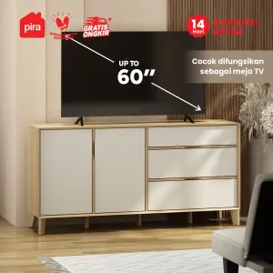 PIRA -  LUCA SB160 BUFET / SIDEBOARD / LEMARI KABINET / MEJA TV warna EURO OAK - LIGHT TAUPE - PIRA - foto 2