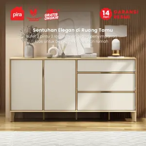 PIRA -  LUCA SB160 BUFET / SIDEBOARD / LEMARI KABINET / MEJA TV warna EURO OAK - LIGHT TAUPE - PIRA - foto 3