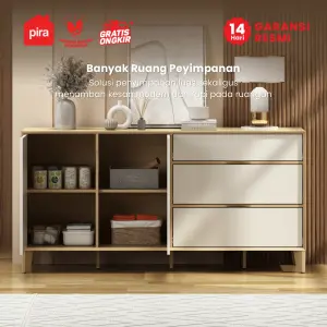PIRA -  LUCA SB160 BUFET / SIDEBOARD / LEMARI KABINET / MEJA TV warna EURO OAK - LIGHT TAUPE - PIRA - foto 4
