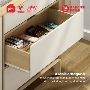 PIRA -  LUCA SB160 BUFET / SIDEBOARD / LEMARI KABINET / MEJA TV warna EURO OAK - LIGHT TAUPE - PIRA - foto 6