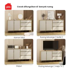 PIRA -  LUCA SB160 BUFET / SIDEBOARD / LEMARI KABINET / MEJA TV warna EURO OAK - LIGHT TAUPE - PIRA - foto 9