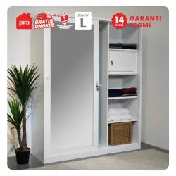 PIRA - SCHON 150A N MWDSL LEMARI PAKAIAN BESI SLIDING / PINTU GESER warna WHITE - PIRA - foto 10