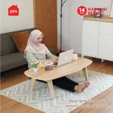 PIRA - NABE CT120 MEJA TAMU / MEJA MAKAN LIPAT LESEHAN / MEJA BELAJAR LIPAT LESEHAN warna PRO OAK - PIRA - foto 3