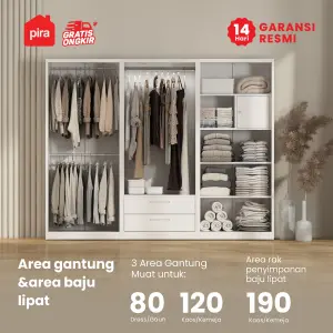 PIRA -  STEEL 6P FGD MWD LEMARI PAKAIAN BESI 6 PINTU DENGAN LACI DAN LED warna WHITE - PIRA - foto 3