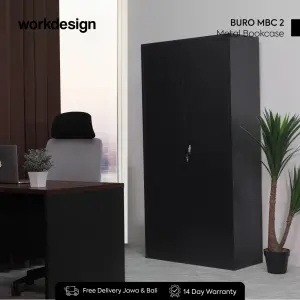 WORKDESIGN BURO MBC 2 RAK BUKU BESI / LEMARI ARSIP KANTOR warna BLACK - WORKDESIGN - foto 1