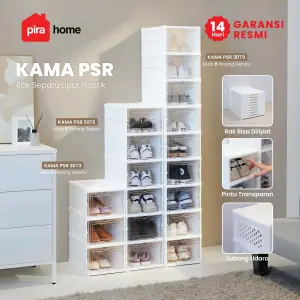 PIRA -  KAMA PSR RAK SEPATU LIPAT 1 PINTU / KOTAK SEPATU TRANSPARAN / RAK SEPATU SUSUN TERTUTUP warna WHITE - PIRA - foto 2