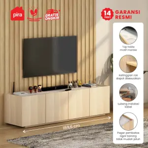 PIRA METROPOLIS OX - ABRAM TV160 LOW MEJA TV / RAK TV / BUFET / KABINET warna PRO OAK - WHITE MARBLE - PIRA METROPOLIS OX - foto 1