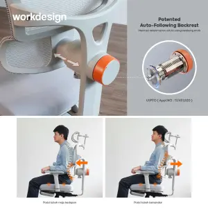 WORKDESIGN ANISEYA PC KURSI KANTOR / KURSI KERJA ERGONOMIS DENGAN LUMBAR SUPPORT warna GREY - WORKDESIGN - foto 2