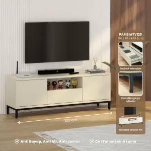 PIRA - PARIS MTV120 MEJA TV / RAK TV BESI warna CREAM - BLACK - PIRA - foto 1