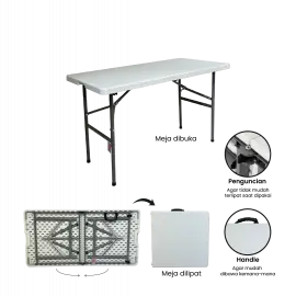 PIRA - FOLDA FT122 H MEJA SERBAGUNA / MEJA LIPAT OUTDOOR / MEJA TAMAN / MEJA MAKAN warna WHITE - PIRA - foto 9