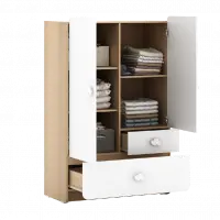 PIRA KIDS - WOODY BL80 CL LEMARI PAKAIAN ANAK 2 PINTU FULL RAK warna PRO OAK - WHITE SM - PIRA KIDS - foto 4