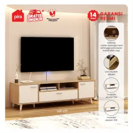 PIRA METROPOLIS  - BELATRIX TV150 MEJA TV / RAK TV warna PRO OAK - WHITE - PIRA METROPOLIS OX - foto 1