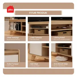 PIRA METROPOLIS OX - HARPER TV120 MEJA TV / RAK TV warna PRO OAK - WHITE - PIRA METROPOLIS OX - foto 5