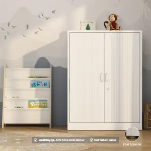 PIRA - LINIO 2BL MWD LEMARI PAKAIAN BESI 2 PINTU / LEMARI PAKAIAN ANAK warna WHITE - PIRA - foto 4