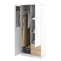 PIRA METROPOLIS - ALANA 2PL LEMARI PAKAIAN 2 PINTU warna WHITE - PRO OAK - PIRA METROPOLIS OX - foto 5