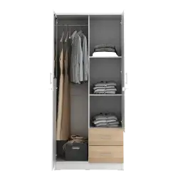 PIRA METROPOLIS - ALANA 2PL LEMARI PAKAIAN 2 PINTU warna WHITE - PRO OAK - PIRA METROPOLIS OX - foto 7