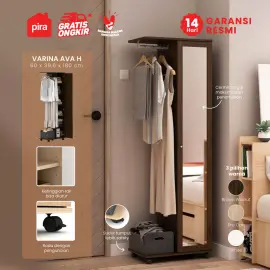 PIRA - VARINA AVA H LEMARI PAKAIAN / GANTUNGAN BAJU warna BROWN WALNUT - PIRA - foto 1