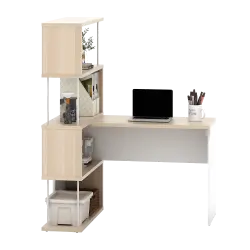 PIRA - ZACK DK 80 MEJA KERJA / MEJA BELAJAR DENGAN RAK BUKU warna PRO OAK - WHITE SM - PIRA - foto 13