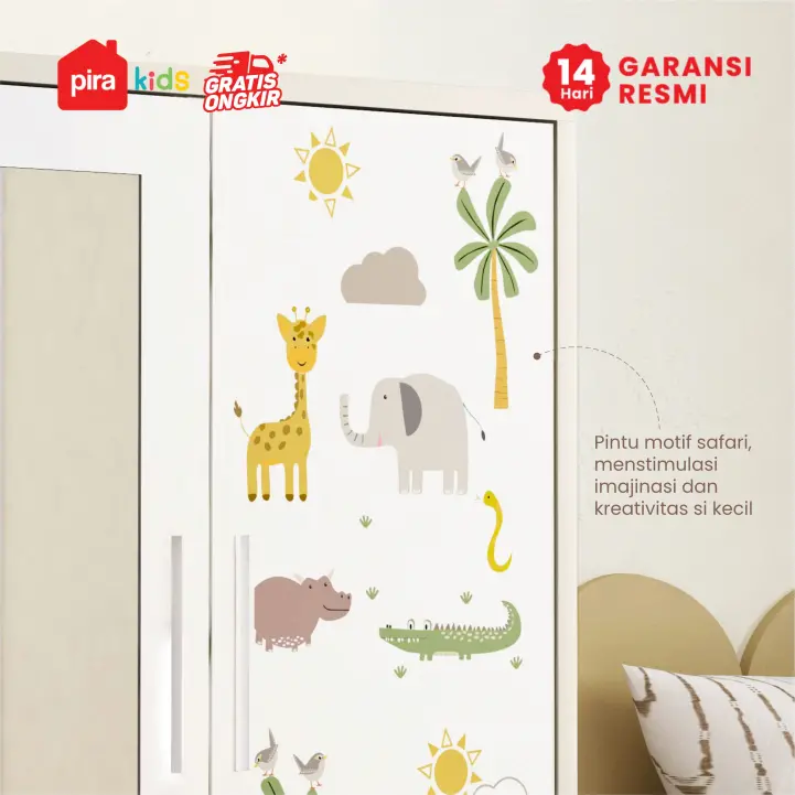 PIRA KIDS -  BOB 2BL MR MWD LEMARI PAKAIAN BESI 2 PINTU / LEMARI PAKAIAN ANAK / LEMARI BAJU KECIL / BABY LOCKER warna CREAM-WHITE - PIRA KIDS - foto 5